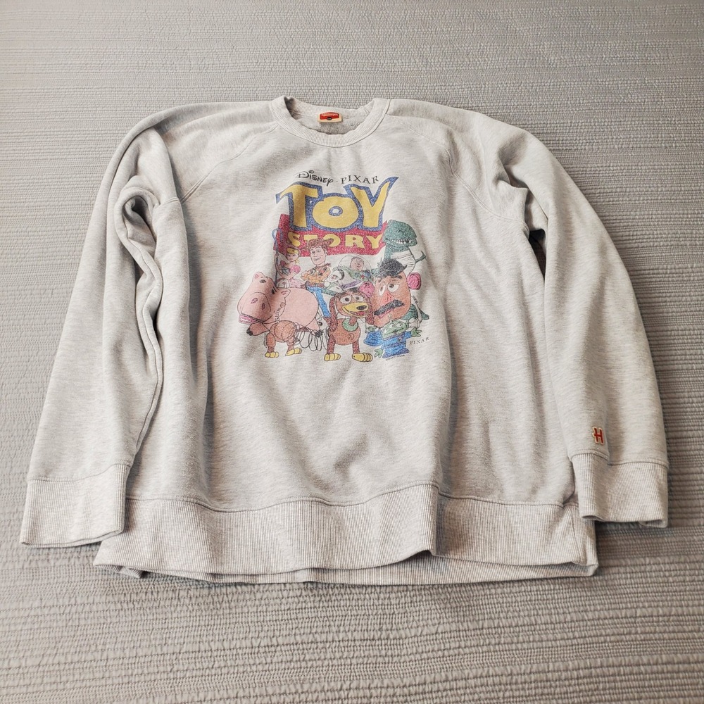 Homage Toy Story Sweatshirt Mens XXL Grey Disney Pixar Graphic Raglan Pullover